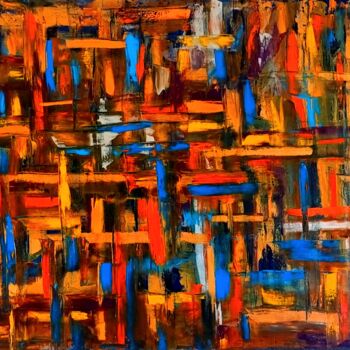 Schilderij getiteld "Lotus" door Fatima Sardinha, Origineel Kunstwerk, Olie Gemonteerd op Frame voor houten brancard