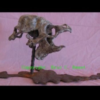 Sculpture titled "Hawk / Human Transf…" by Broken Vulture Art, Original Artwork, Metals
