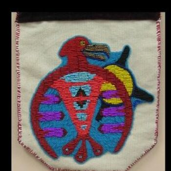 Sculpture titled "Thunderbird Sash Bag" by Broken Vulture Art, Original Artwork, Mixed Media