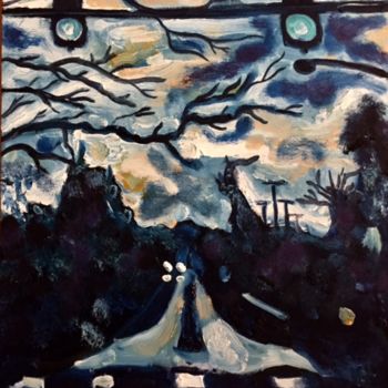 Pittura intitolato "One-way bridge" da Michael Kent, Opera d'arte originale, Olio