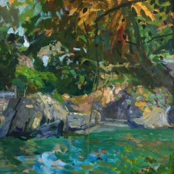 Painting titled "Calanque, VAR" by Olga Richir, Original Artwork, Oil