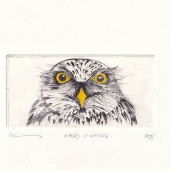 Printmaking titled "ALBERT LE NOTAIRE" by Dominique Keruzec (Maho), Original Artwork, Engraving
