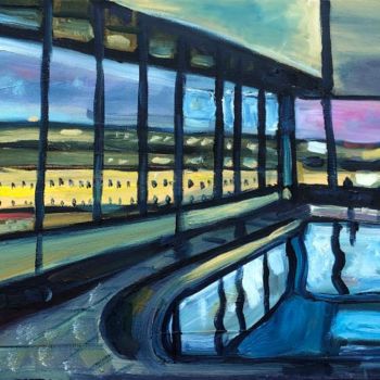 Pittura intitolato "Pool across from th…" da Michael Kent, Opera d'arte originale, Olio