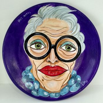 Schilderij getiteld "Iris Apfel" door Lilian Manolakaki (lm artist), Origineel Kunstwerk, Acryl