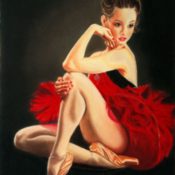 Painting titled "Ballerine au Tutu R…" by Fred Mahieu, Original Artwork, Pastel
