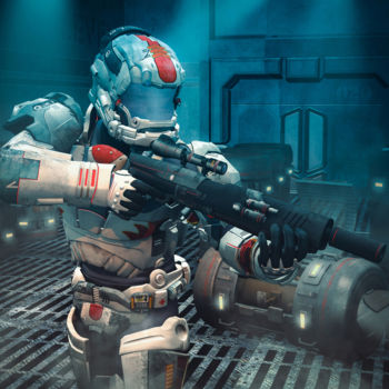 数字艺术 标题为“Space soldier armed…” 由Angelo Arcamone, 原创艺术品, 三维建模