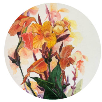 Painting titled "Floraison" by Dan Xu, Original Artwork, Oil Mounted on Wood Stretcher frame