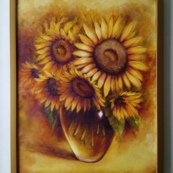 제목이 "Gold sunflowers Oil…"인 미술작품 Olesya Ermolaeva로, 원작, 기름