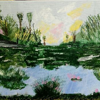 Painting titled "Campagne sauvage et…" by Jmbr, Original Artwork, Acrylic Mounted on Wood Stretcher frame