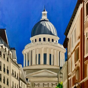 Peinture intitulée "Le Pantheon(rue Val…" par Marie France Garrigues, Œuvre d'art originale, Huile Monté sur Châssis en bois