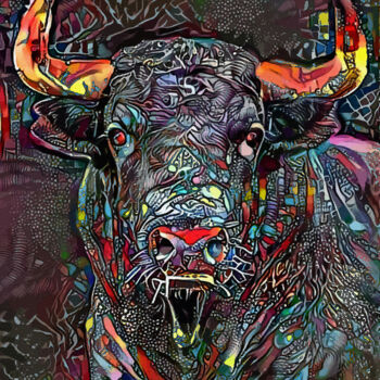 Digital Arts titled "Yago,bull - Mix med…" by L.Roche, Original Artwork, Acrylic