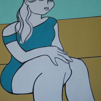 Peinture intitulée "Portrait vun meedch…" par Gabriele Donelli, Œuvre d'art originale, Acrylique
