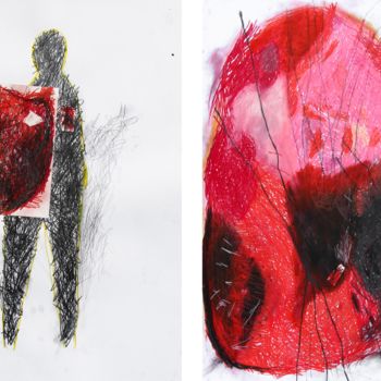 제목이 ""Man" 2  (diptych)"인 미술작품 Giulio Benatti로, 원작, 기름
