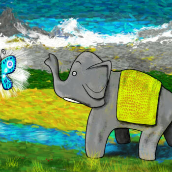 제목이 "elephant in mountai…"인 디지털 아트 Krystian로, 원작, 2D 디지털 작업
