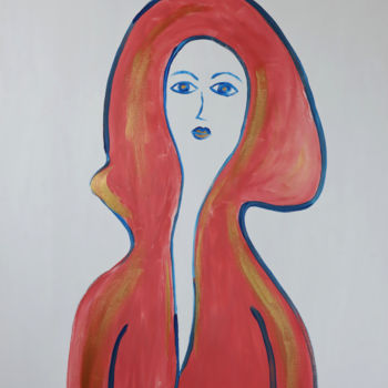 Painting titled "The woman with blue" by Cristina Pascale, Original Artwork, Acrylic