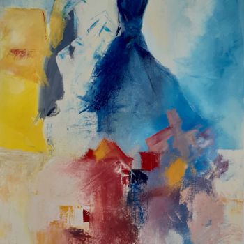 Peinture intitulée "Le Cavalier Bleu" par Ghitab, Œuvre d'art originale, Huile