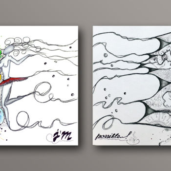 Schilderij getiteld "I'Mpossible" door Anastasia Anait, Origineel Kunstwerk, Aquarel