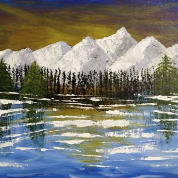 Картина под названием "Snow Mountains" - Gitika Singh, Подлинное произведение искусства, Акрил