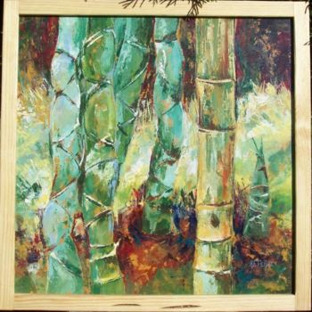 Peinture intitulée "Bambou" par Anne-Frédérique Ferret, Œuvre d'art originale, Huile