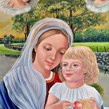 Painting titled "Madonna con il bamb…" by Ulyana Holevych, Original Artwork, Oil