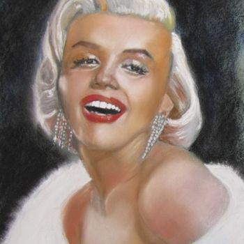 Ζωγραφική με τίτλο "Marilyn Monroe" από Michel Pras, Αυθεντικά έργα τέχνης, Παστέλ Τοποθετήθηκε στο Άλλος άκαμπτος πίνακας