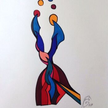 Tekening getiteld "Jongleur" door Moreau Franck Didier, Origineel Kunstwerk, Gelpen