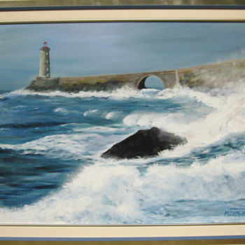Painting titled "Ecume et roulaux" by Marie-Mathilde Dumont, Original Artwork, Oil Mounted on Wood Stretcher frame