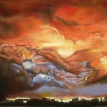 Peinture intitulée "Orage orangé" par Sim13, Œuvre d'art originale