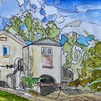 Ζωγραφική με τίτλο "Thetford Mill" από Digby Chacksfield, Αυθεντικά έργα τέχνης, Ακουαρέλα