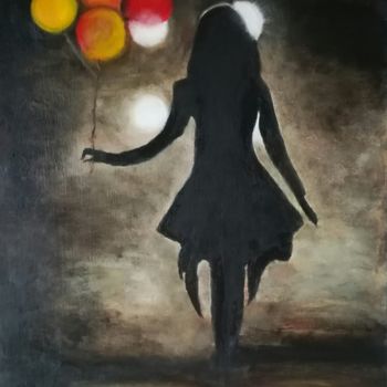 Painting titled "Linternitas" by Mercedes Gordo, Original Artwork, Oil Mounted on Wood Panel
