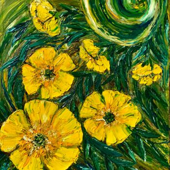 Painting titled "Yellow flowers" by Maria Zasidkovych (Mariia), Original Artwork, Oil