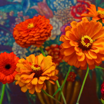 Photography titled "Zinnias" by Lindy Powers, Original Artwork, Digital Photography