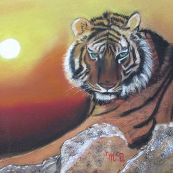 Σχέδιο με τίτλο "Tigre" από Michel Pras, Αυθεντικά έργα τέχνης, Παστέλ