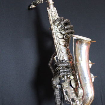 Sculpture intitulée "Le SAX de Jean" par Claude Germain, Œuvre d'art originale, Métaux