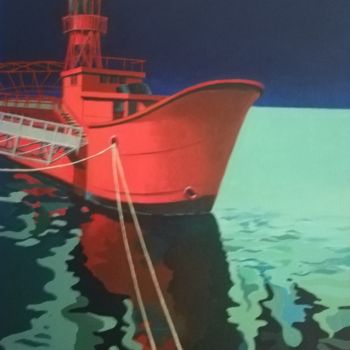 "Bateau rouge" başlıklı Tablo Roland Guyomard tarafından, Orijinal sanat, Akrilik