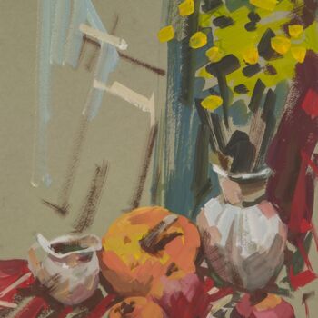 Painting titled "Гранатовый зарисовк…" by Aksinia, Original Artwork, Gouache