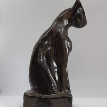 Sculpture intitulée "Chat profil ombre i…" par Marie Pascale Martins, Œuvre d'art originale, Céramique