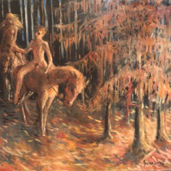 Peinture intitulée "Vers l'orée" par Claude Hardenne, Œuvre d'art originale, Huile