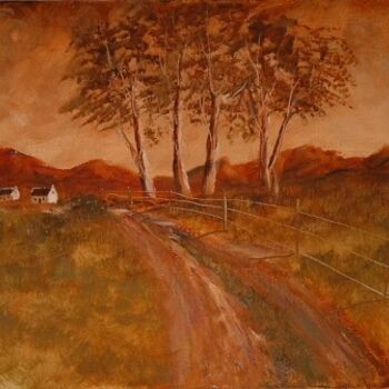 Painting titled "Karoo Sunset" by Aud, Original Artwork, Oil