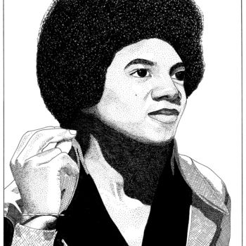 Drawing titled "Michael Jackson enf…" by Pascal Tavarner, Original Artwork, Ink