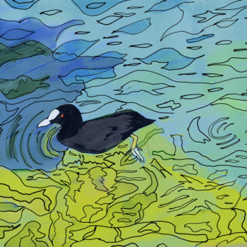 Цифровое искусство под названием "Les oiseaux du lac…" - Camille Rouschmeyer, Подлинное произведение искусства, Цифровая жив…