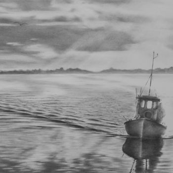 Malerei mit dem Titel "Heimkehr" von Ronald Firla, Original-Kunstwerk, Bleistift