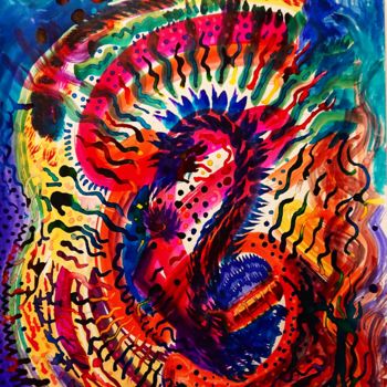 Schilderij getiteld "tropical abstraction" door Cedric Villedieu, Origineel Kunstwerk, Inkt