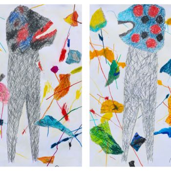 「Mask. Wait.」というタイトルの絵画 Giulio Benattiによって, オリジナルのアートワーク, オイル