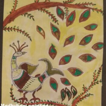 Drawing titled "Madhubani painting" by Krishna Art Gallery, Original Artwork, Pencil