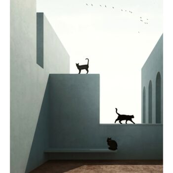 Digitale Kunst getiteld "Madam Chen's Cats" door Jean-Marie Gitard (Mr STRANGE), Origineel Kunstwerk, Digitale collage