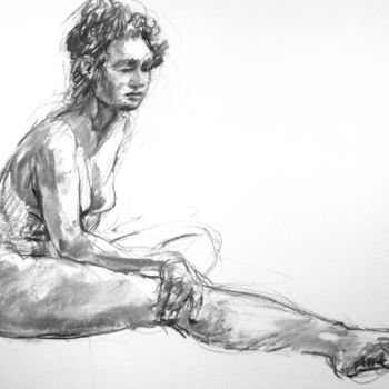 Dessin intitulée "fusain 50/65 2005 18" par Christian Rolland, Œuvre d'art originale, Fusain