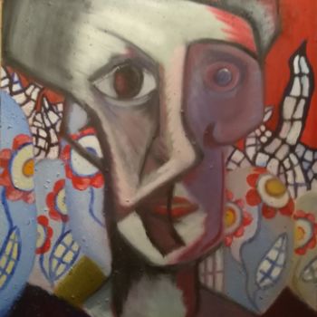 Painting titled "Alors que je traina…" by François Devreux, Original Artwork, Oil Mounted on Wood Stretcher frame