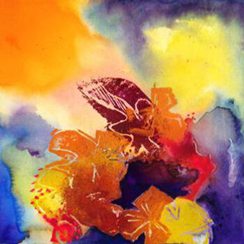 Painting titled "Indian Image 2" by Simler, Original Artwork, Watercolor