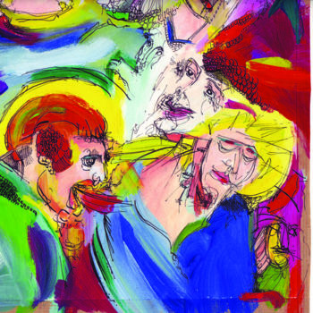 Painting titled "Le visage de l’autre" by Pierre Andrillon (Jasinski), Original Artwork, Acrylic
